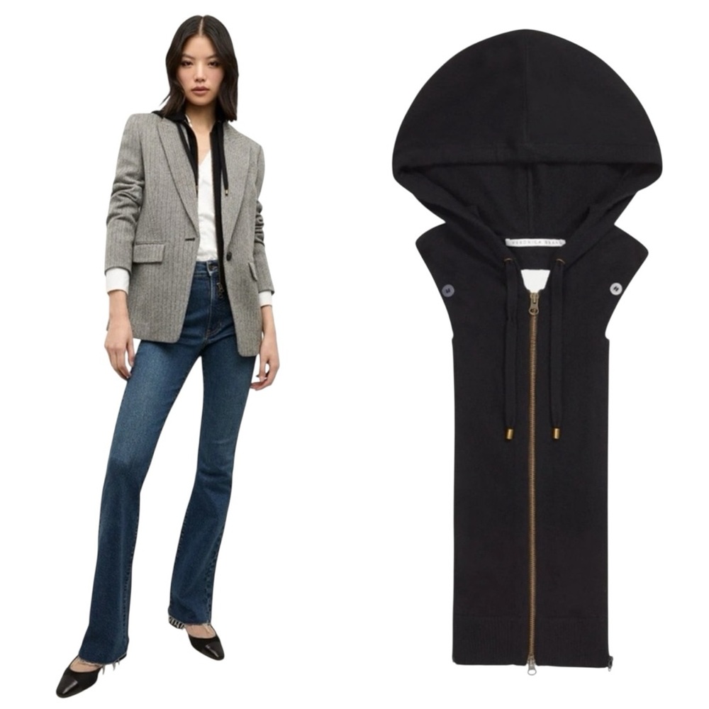 Veronica Beard Black Hooded  Dickey with Cuffs